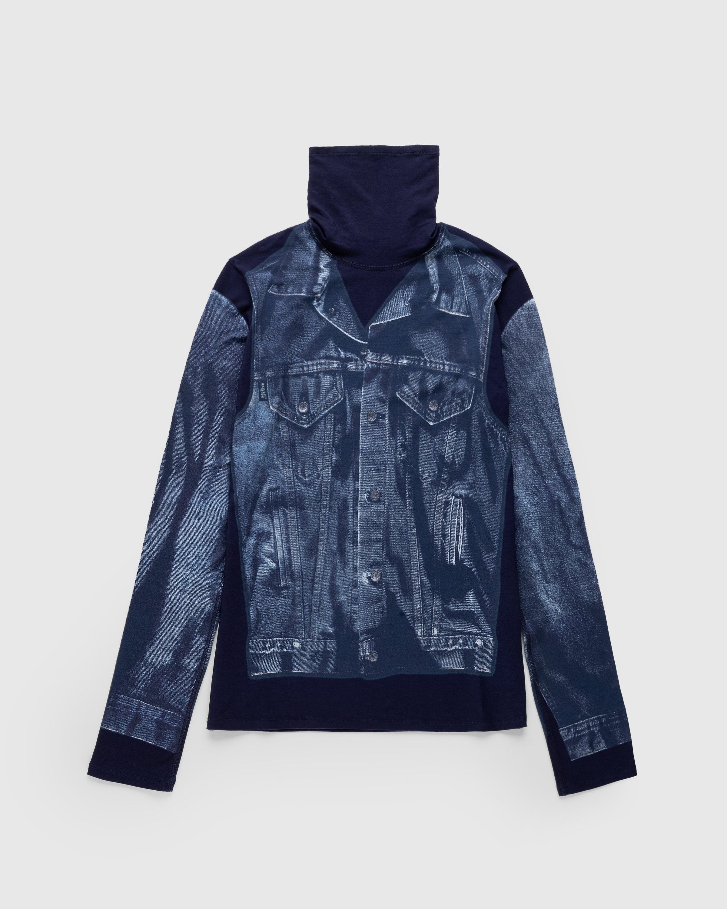 Jean Paul Gaultier Denim Trompe L oeil Long Sleeve Navy Blue
